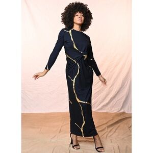Mikah Elegant Black and Gold Women's Dress